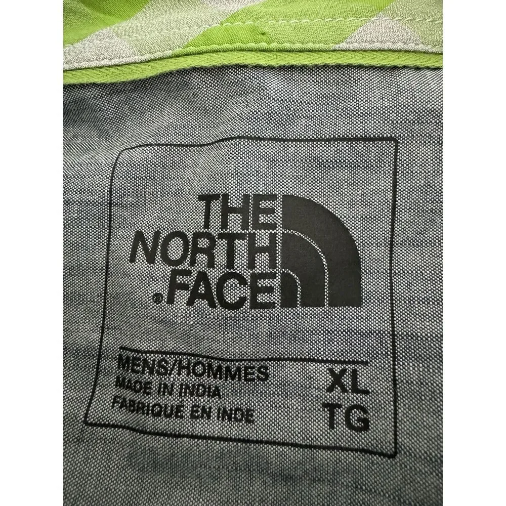 The North Face‎ Mens Button Up Short Sleeve Shirt Check Print Green Gray XL
